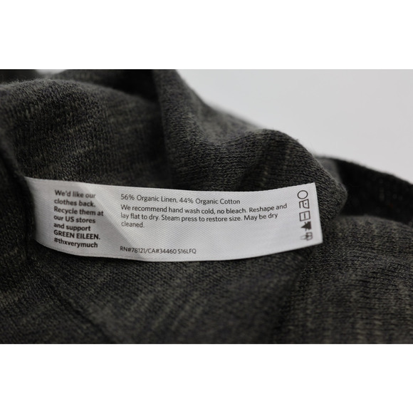 A4 Auth EILEEN FISHER Heathered Gray Cotton Linen Blend Knit Sweater Tunic Sz M - Picture 6 of 6